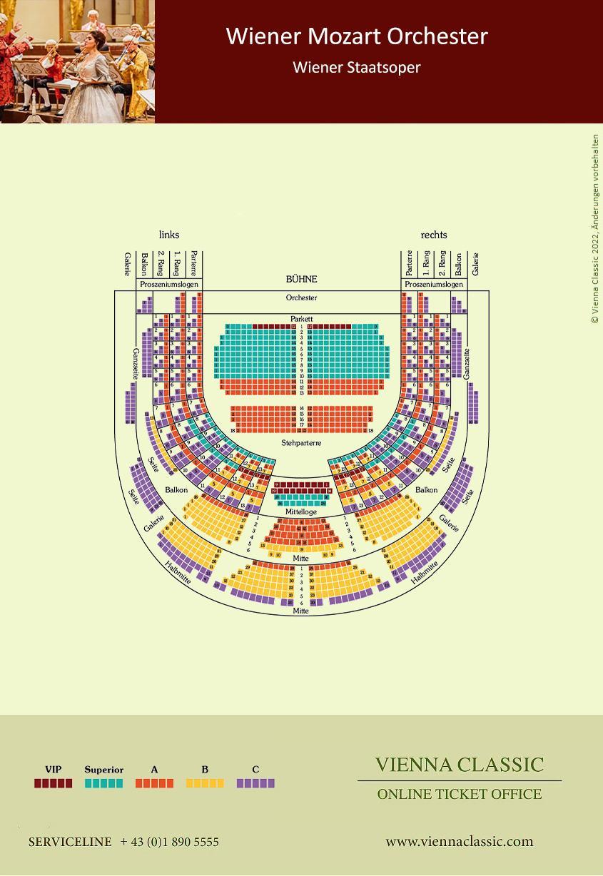 Wiener Mozart Konzert & Dinner - Sitzplan